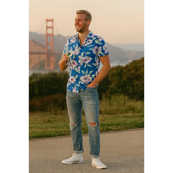 MSRP $98 NWT J. Crew Cotton-Viscose Camp-Collar Shirt in Floral Print Size L - Picture 1 of 6